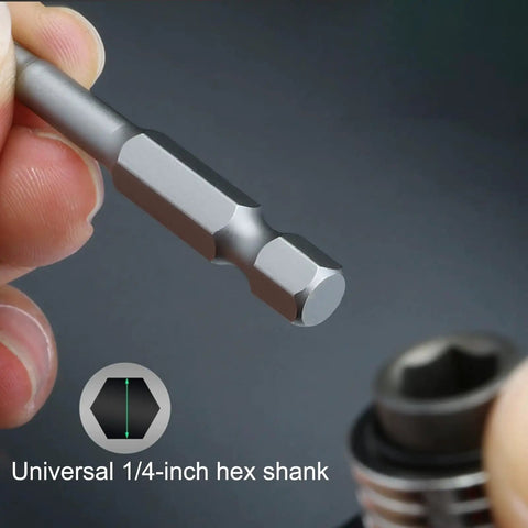 Get The Job Done Right With This 1 Pc Magnetic Torx Head Screw Driver Bit Set featuring Long 75mm Shafts And A Secure 1/4 Inch Hex Shank These Security Tamper Proof Bits Are Made From Heavy Duty S2 Steel To Prevent Stripping and Breakage ensuring a tight close-up of 1/4-inch hex shank screwdriver bit.