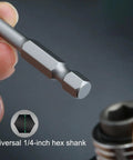 Kickass 11 Piece Security Torx Bit Set Hardened S2 Steel With Grabby Magnetic Tips And Quarter Inch Hex Shank showing a universal hex shank.