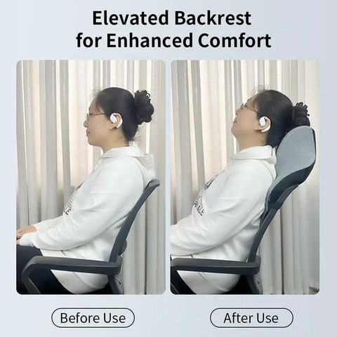 Ergonomic Office Chair Headrest With Adjustable Neck Support Pillow, Memory Foam Comfort And Removable Washable Cover, before and after use