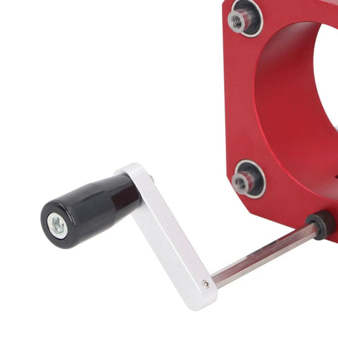 Rock Solid Router Lift Base Built With Premium Aluminum Alloy And Stainless Steel table raising rig handle detail.