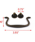 Antique Bail Pulls For Drawers And Cabinets Bronze Zinc Alloy Hardware With 3.1 Inch Center Spacing And 100x50mm Overall Size Includes Mounting Screws