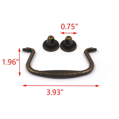 Antique Bail Pulls For Drawers And Cabinets Bronze Zinc Alloy Hardware With 3.1 Inch Center Spacing And 100x50mm Overall Size Includes Mounting Screws