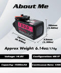 Dimensions and specifications of 1500mAh 4S LiPo Battery 130C Burst 260C With XT60 Plug for FPV Drones, RC Quadcopters
