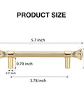 Gold Cabinet Pulls 4 Pack Crystal Dresser Drawer Handles Zinc Alloy 3.78 Inch Center To Center Modern Kitchen And Bathroom Hardware with size dimensions
