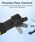 Close-up of RV Tank Wand Sprayer With Swivel Head 60 Inch Backflow Preventer Leak Proof for precise flow control showing swivel head.
