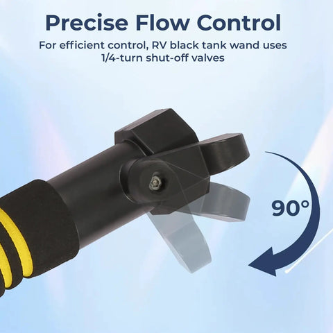 Close-up of RV Tank Wand Sprayer With Swivel Head 60 Inch Backflow Preventer Leak Proof for precise flow control showing swivel head.