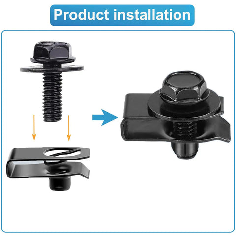 Must Have 100 Pc M6 1.0 Body Bolts And U Nuts Kit For Most Cars Rust Resistant Steel Black Universal Fastening Hardware installation guide