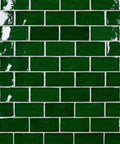 Viva Antic Verde 3x6 Ceramic Wall Tile With Dope Glazed High Sheen Finish showcasing green crackle glaze on wall