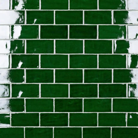 Viva Antic Verde 3x6 Ceramic Wall Tile With Dope Glazed High Sheen Finish showcasing green crackle glaze on wall