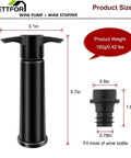 Wine Saver Pump With 4 Vacuum Stoppers For Fresh Open Wine Up To 14 Days Leak Proof Seal With Food Grade Silicone sizes shown
