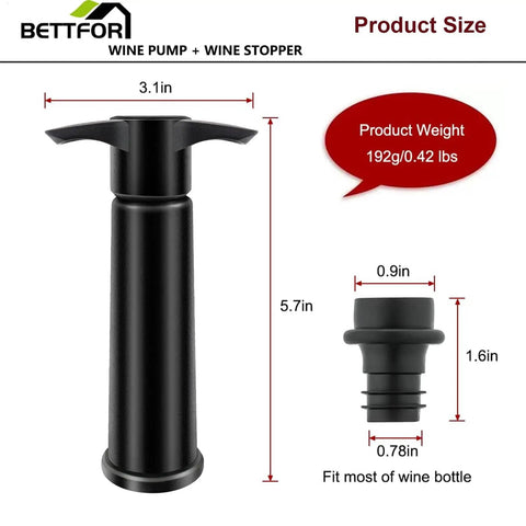 Wine Saver Pump With 4 Vacuum Stoppers For Fresh Open Wine Up To 14 Days Leak Proof Seal With Food Grade Silicone sizes shown