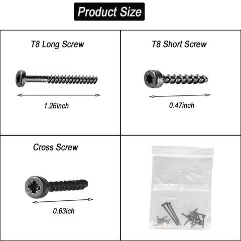 Product size of 18 Piece Vacuum Screw Kit For V6 V7 V8 V10 V11 Vacuum Cleaners showing T8 long, short, and cross screws.