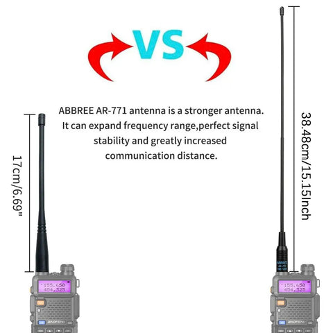Comparison of dual band ham radio antennas, including Dual Band Ham Radio Antenna 15.15 Inch Soft Whip SMA Female Connector.