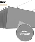 7 Ft W X 16 Ft L Retractable Pergola Shade Cover 240GSM light grey fabric highlighting waterproof feature
