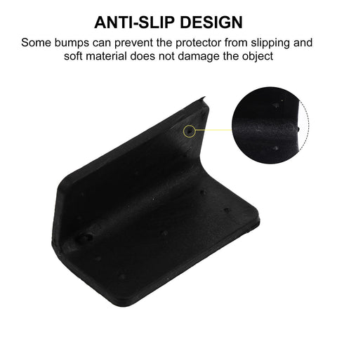 Heavy Duty Black Plastic Corner Protector with anti-slip design for shipping straps and pallet edges, sturdy cargo guard detail