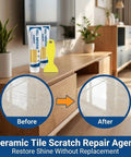 Wall Repair Kit With Scraper And Drywall Patch Paste For Holes And Cracks Quick Drying Patch Cream That Blends Into White Walls Nail Hole Repair For Homes Easy DIY Fix No Mess image showing packaging and comparison before and after repair