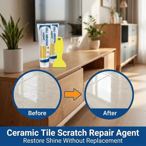 Wall Repair Kit With Scraper And Drywall Patch Paste For Holes And Cracks Quick Drying Patch Cream That Blends Into White Walls Nail Hole Repair For Homes Easy DIY Fix No Mess image showing packaging and comparison before and after repair