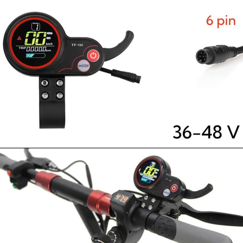 TF100 LCD Ebike Thumb Throttle Controller 6 Pin 5 Pin 2 In 1 With Waterproof Display And Speedometer For 36 48V Electric Scooters