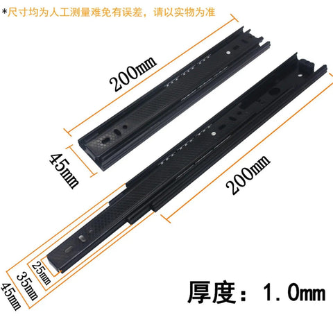 Beefed-Up Drawer Slide Track Kit 20 Inch Three-Section Ball Bearing Rails 4510T Cold Rolled Steel Smooth Glide Pull-Out