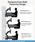 Demonstration of distance from wall using FlowLift Dual Monitor Stand For 13 To 32 Inch Screens at different clearances.
