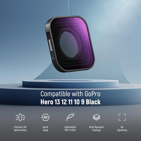 ND Filter Set for GoPro Hero 9 10 11 12 13 Black ND8 ND16 ND32 multicoated HD glass filter on display