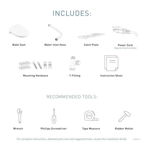 Installation components for Elongated Electric Bidet Toilet Seat No Fuss With Dual Nozzles For Front And Rear Cleaning