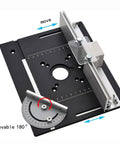 Heavy Duty Aluminum Router Table Insert Plate For Woodworking Routers with adjustable guide fence and angle scale.