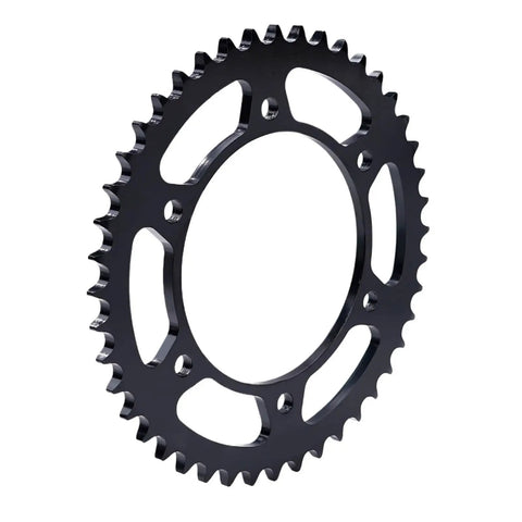 Hardcore Motorcycle Front And Rear Sprocket Set With 14T And 44T Teeth Compatible With 525 Chain For 2017 To 2021 500 Models, black rear sprocket view.