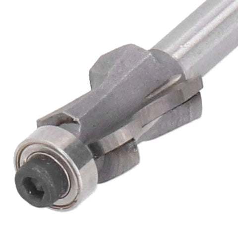 Close-up of a Cool Silver Stile Router Bit for 1/4 Shank, designed for precision wood trimming and profile work.