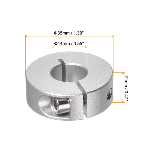 4 Pack Shaft Collar Set Aluminum Alloy Clamp On With Set Screws 14mm Bore 35mm OD 12mm Width Heavy Duty Spacers