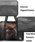 Waterproof Weekender Carry On Duffel For Women Durable Gym Bag And Overnight Travel Tote Lightweight Tear Resistant Polyester Black Rooster Design with internal zipped and mesh pockets
