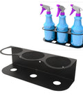 Heavy Duty Wall Mount Spray Bottle Holder Carbon Steel Paint Can Dispenser Rack With Powder Coated Finish For Garage Workshop holding three spray bottles.