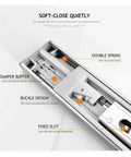 Soft Close Drawer Slides 10 Inch Stainless Steel And 22 Inch Three Section Cabinet Rails with damper buffer and double spring features