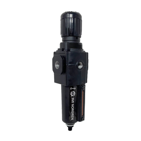 Combo Filter Regulator With 1/4 In Npt Ports And Auto Drain For Clean Air Solid Metal Bowl Boasts Rock Solid Build Five Micron Filter Cuts Water And Dust Quick Knob Sets Dead On Pressure From 5 To 150 Psi With Crisp Gauge
