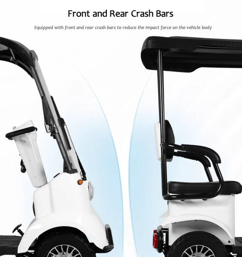 Four Passenger Electric Golf Cart Loaded With An 800W Brushless Motor And 60V Lithium Battery with front and rear crash bars for safety.
