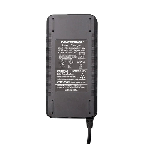 54.6V 3A Charger For 48V Li-Ion Battery Packs 7.5Ah To 25Ah, 5.5x2.5mm DC Output, Worldwide 100-240VAC Input, Auto Shutoff On Full, Red Charging Light, Green Full Light, Go-To Replacement Charger For E-Bikes Scooters