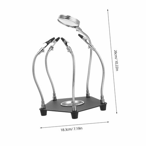 LED Magnifying Lamp With Soldering Third Hand Tool Flexible Arms And Magnetic Helping Hands Sturdy Iron Holder For PCB Repair