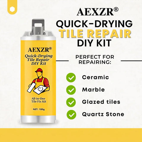 Quick Drying Tile Repair Kit For Ceramic Porcelain Granite And Marble DIY Crack Filler Set Professional Grade Tile And Stone Repair Seamless Surface Restoration For Indoor And Outdoor Use 1 Set product package