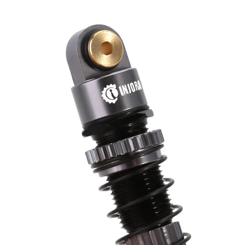 Close-up of Beefed Up 39mm Aluminum Threaded Shocks With Preload Adjustable Bodies And Internal Oil Dampers For 1 To 24 RC Crawlers