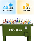 80 Quart Rolling Cooler On Wheels For Outdoor Patio Parties And Bar Events With Bottle Opener Drain Plug And Built In Shelf