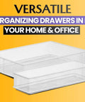 Silver Mesh Desk Organizer Bins For Office And Home Must Have Metal Wire Drawer Cabinet Shelves Caddy Rust Resistant Storage Bins Set 3 By 6 By 2 Inch Great For School And Craft Room on yellow background.