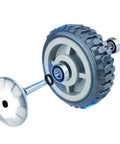 Assembly components of heavy duty caster wheels with top plate swivel and brakes for furniture, nylon core and 6202 bearings visible.