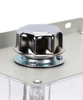Close-up of the chrome cap on the Heavy Duty 3 Liter Coolant Spray Gun With Flexible Shaft And Automatic Solenoid Valve Lubrication System.