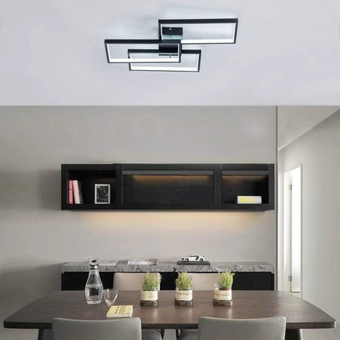 Dope LED Ceiling Light Modern Flush Mount Fixture 42W 2600lm Rectangle Black 6000K Cool White Energy Saving Ceiling Lamp For Bedroom Kitchen Living Room Easy Install