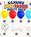 Pawsome Dog Theme Party Balloons Set 35 Pack 12 Inch Latex Paw Print Balloons In Red Yellow Blue Plus Bone Foil Balloons display.