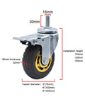 Heavy Duty Caster Wheels With M Threaded Stem Non Marking Rubber Swivel Plate Casters For Furniture Workbenches Carts And Garage Workshop Rolling Gear Dual Locking Brake System 360 Degree Swivel, M16 stem visible.