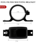Badass 50mm Aluminum Fuel Filter Mounting Bracket And Lock Tight Fuel Pump Clamp Holder with dimensions visible.