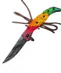 Colorful Eagle Head Embossed Folding Pocket Knife With Damascus Pattern Blade EDC Everyday Carry Utility Knife For Camping And Daily Unpacking