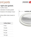 Front view of Bialetti gasket and metal filter for 9-cup moka pot.