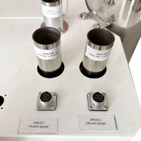 Control panel with connectors and level gauges for Heavy Duty All In One Plastic Granule Dehumidifier Dryer With 55 Lbs Capacity.
